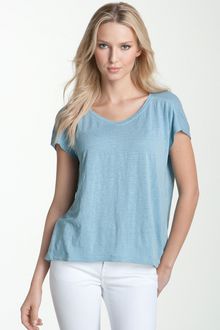 Eileen Fisher Box Pleat Linen Jersey Tee - Lyst