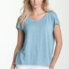 Eileen Fisher Box Pleat Linen Jersey Tee in Blue (bayberry) - Lyst