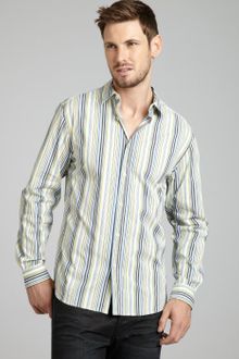 Elie Tahari  Stripe Poplin Nathan Button Front Shirt - Lyst