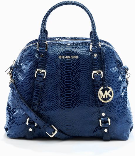 Michael Kors Bedford Extralarge Bowling Satchel Indigo in Blue (indigo) - Lyst