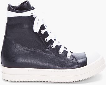  Black Leather High Top Sneakers 