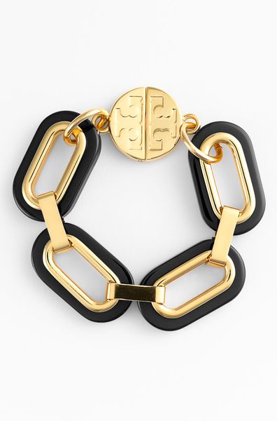 Tory Burch Heidi Link Bracelet in Black - Lyst