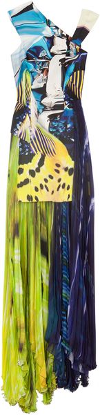 Mary Katrantzou Lk2 Chiffon Skirt High Nk Drs - Lyst