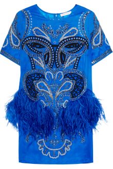 Matthew Williamson Embroidered Feathertrimmed Silkorganza Dress - Lyst