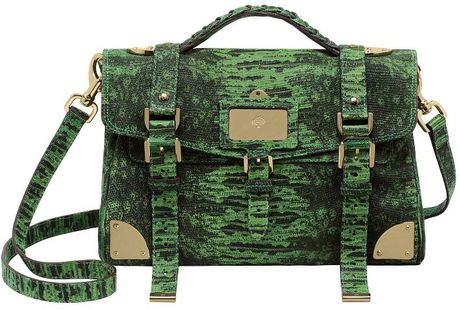Mulberry Grass Green Lizard Print Leather Travel Day Bag in Green - Lyst