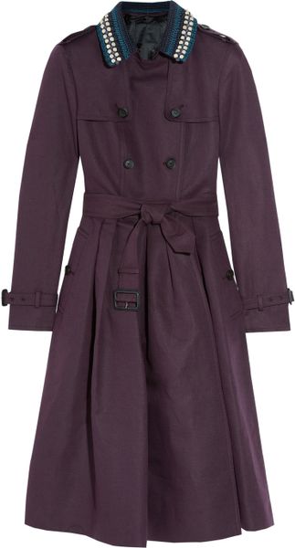 Burberry Prorsum Belted Linen and Cottonblend Trench in Purple (plum) - Lyst
