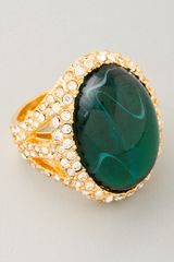 Kenneth Jay Lane Emerald Rhinestone Cocktail Ring