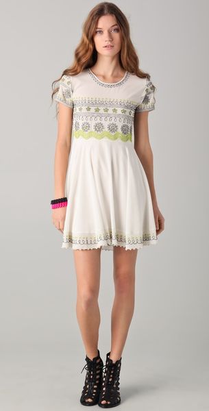  Thread Tucked Embroidered Dress 
