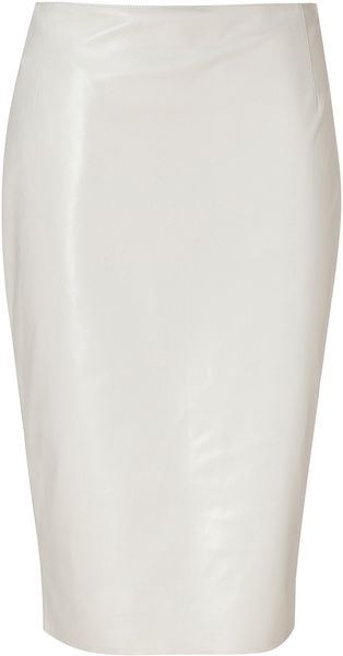  Cream Lacquered Cynthia Leather Skirt 