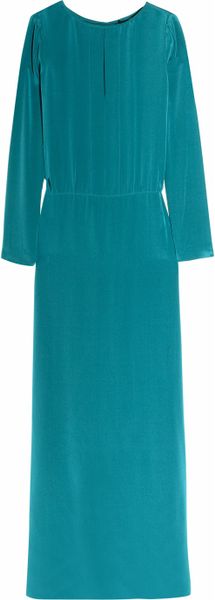 Tibi Slit Silk Crepe De Chine Gown in Blue - Lyst