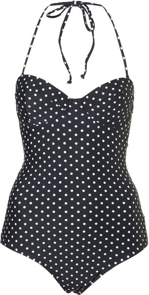Topshop Tall Polka Dot Swimsuit in Blue (navy blue) - Lyst