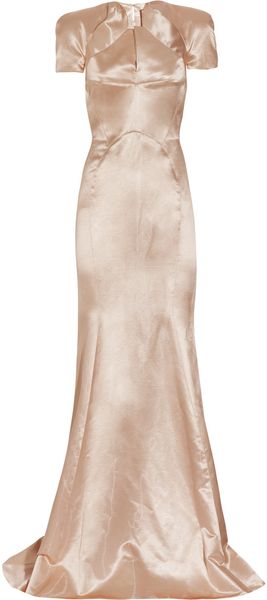 Zac Posen Pleated Satin Gown - Lyst