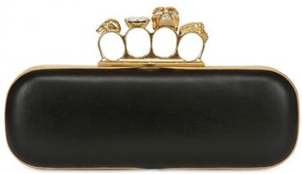 Alexander McQueen Skull Knuckle Box Leather Clutch - Lyst