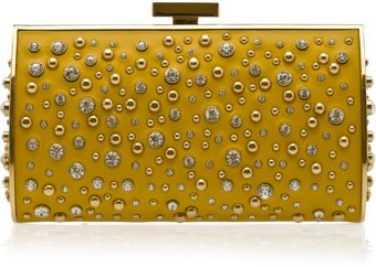  Structured Leather and Crystal Clutch 