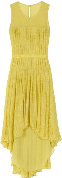 Jason Wu Pleated Sport Mesh Dress in Yellow - Lyst
