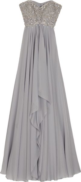 Marchesa Strapless Embroidered Bodice Gown in Blue - Lyst