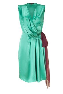 Sophie Theallet Turqoiseruby Silk Satin Wrap Dress - Lyst