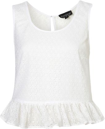 Topshop Lace Peplum Top - Lyst