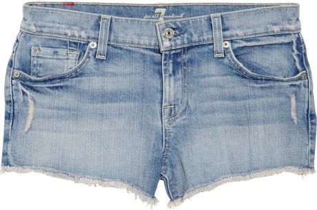 7 For All Mankind Low Rise Stretch Denim Shorts in Blue (denim) - Lyst