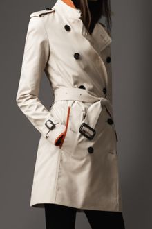 Burberry Short Cotton Blend Check Pattern Trench Coat - Lyst