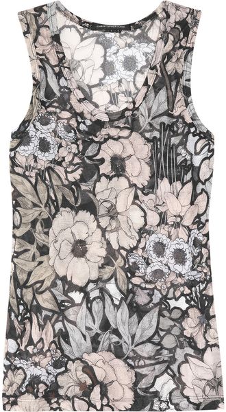 Christopher Kane Floral Print Modal Tank in Gray (floral) - Lyst