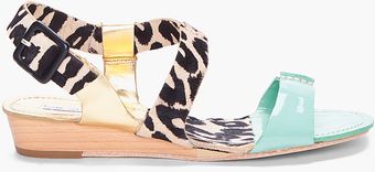 Diane Von Furstenberg Mint and Leopard Janee Sandals - Lyst