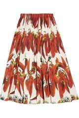 Dolce & Gabbana Chili Pepper Print Cotton Poplin Skirt