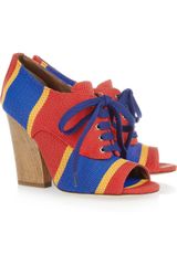 Dolce & Gabbana Woven Laceup Peeptoe Sandals