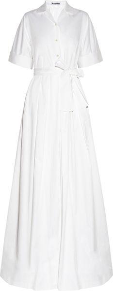 Jil Sander Language Stretch Cotton Gown in White - Lyst