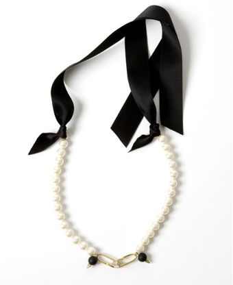 Jung Ee Eun Pearls with Onyx Ribbon Necklace - Lyst