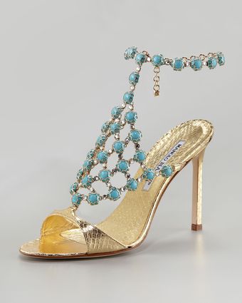  Neisme Beaded Snakeskin Sandal 
