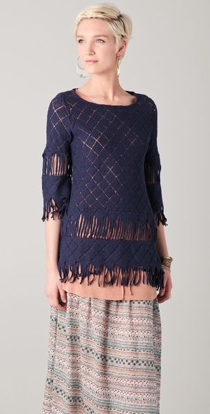 Nightcap Clothing Tribal Fringe Tunic in Blue (midnight) - Lyst