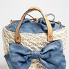 Red Valentino Straw Denim Bow Bucket Bag in Beige (denim) - Lyst