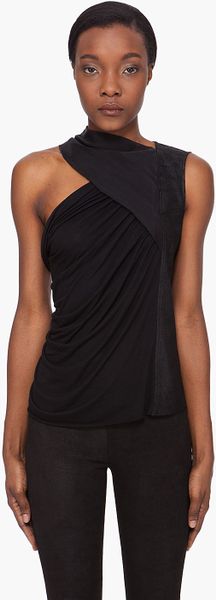  Leather Trimmed Scarf Tank Top 