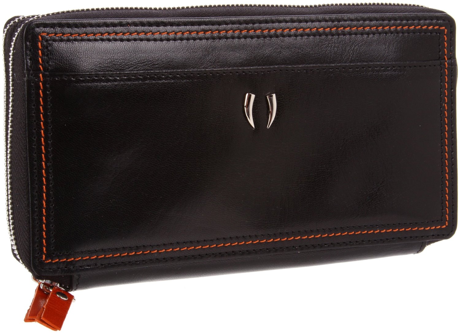 Tusk Capri Double Zip Checkbook Wallet in Black (black/orange) | Lyst