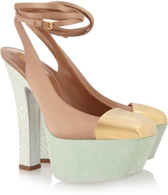 Yves Saint Laurent Obsession Satin and Suede Pumps - Lyst