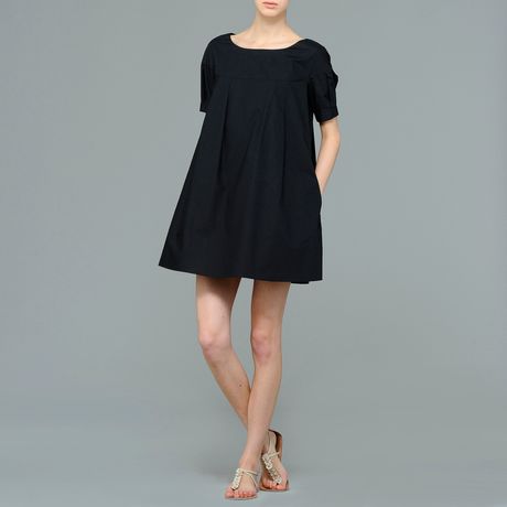 Aspesi Poplin Aline Dress in Black - Lyst