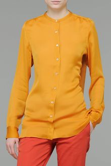 Aspesi Mandarin Collar Silk Shirt - Lyst