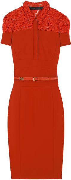  Lace Jersey Tailored Shirt Dress 
