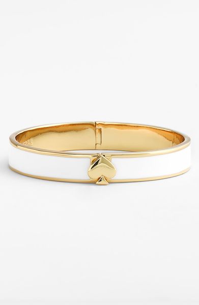 Kate Spade Spade Hinged Bangle in White (bright white) - Lyst