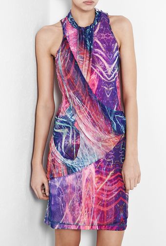 McQ by Alexander McQueen Sheer Printed Drape Dress - Lyst