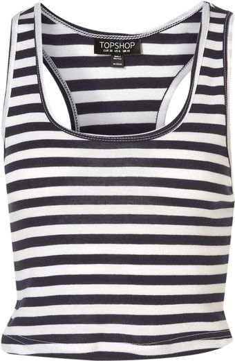 Topshop Stripe Crop Vest - Lyst