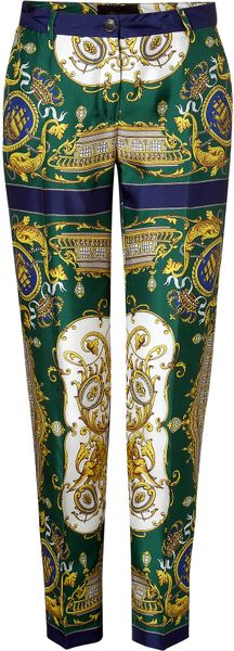 D&g Green Foulard Print Pants in Green - Lyst