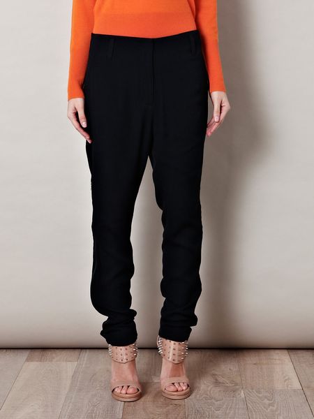 3.1 Phillip Lim Zip Detail Crepe Trousers in Blue (petrol) - Lyst