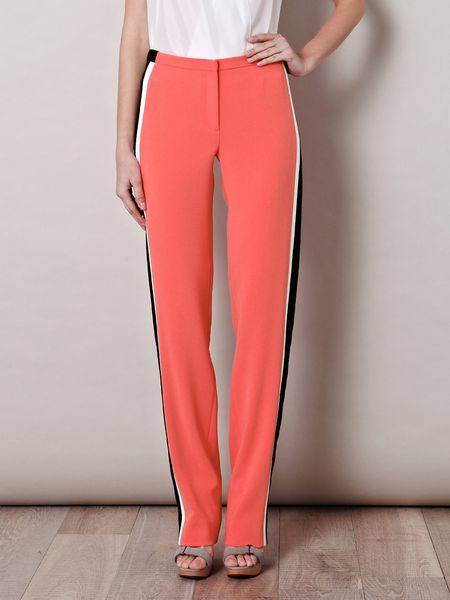 Balenciaga Fluid Crepe Stripe Trousers in Pink (coral) - Lyst
