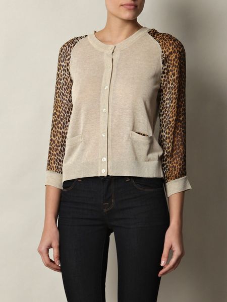 D&g Ocelot Fineknit Cardigan in Beige - Lyst