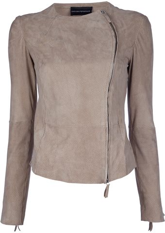 Emporio Armani Leather Jacket - Lyst