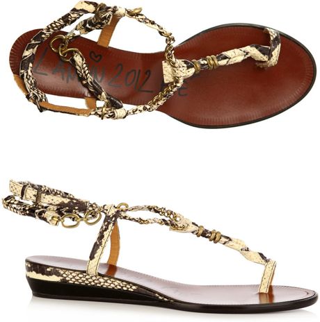 Lanvin Python Sandals in Brown - Lyst