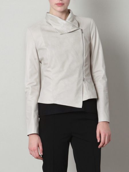 Max Mara Agente Leather Jacket in Beige (cream) - Lyst