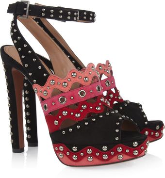 Alaïa Studded Suede Sandals - Lyst